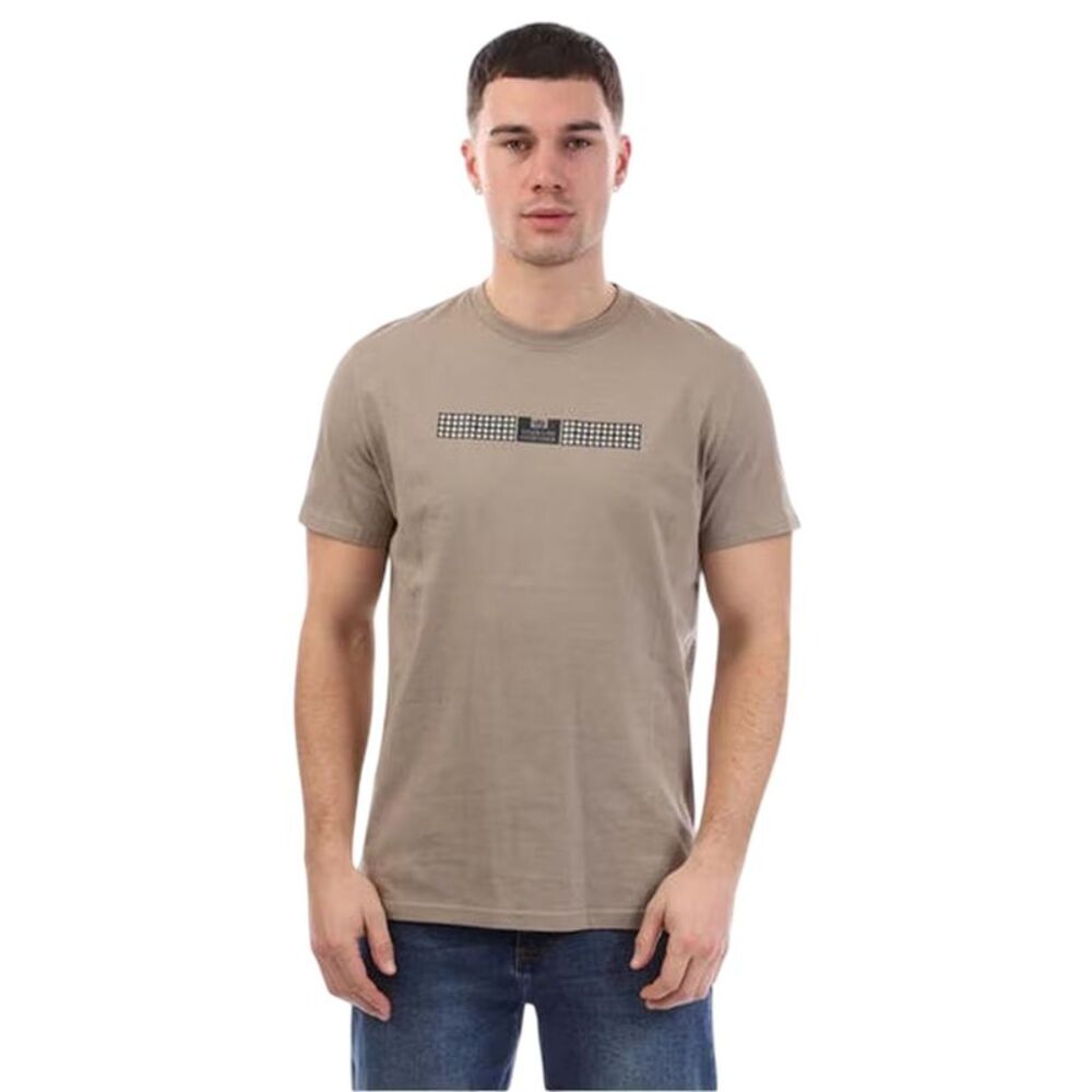 Weekend Offender Mens Shareck Checked Regular T-Shirt / Stone